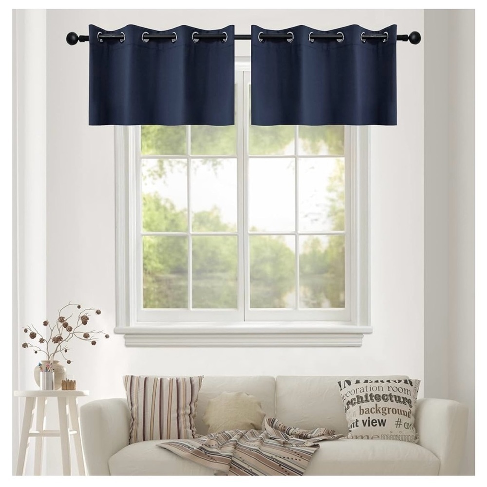 Elegant Navy Blue Window Valance